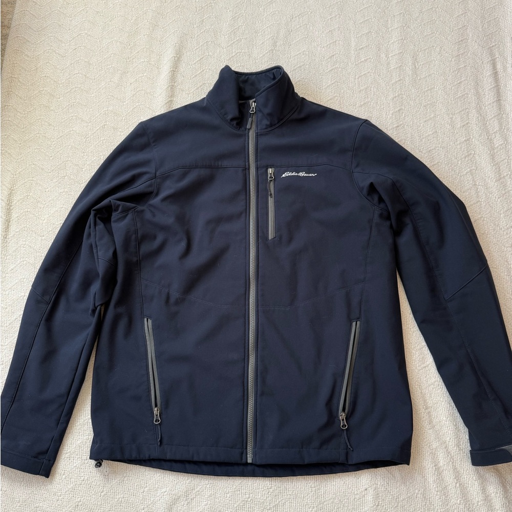 Eddie Bauer Men’s LT Large Tall Softshell Performance Jacket Navy Blue Full Zip